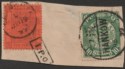 Click for more photos and details Hong Kong 1899 QV 10c + China 10c Used Piece w Hankow (1) IPO Mark + Postmark