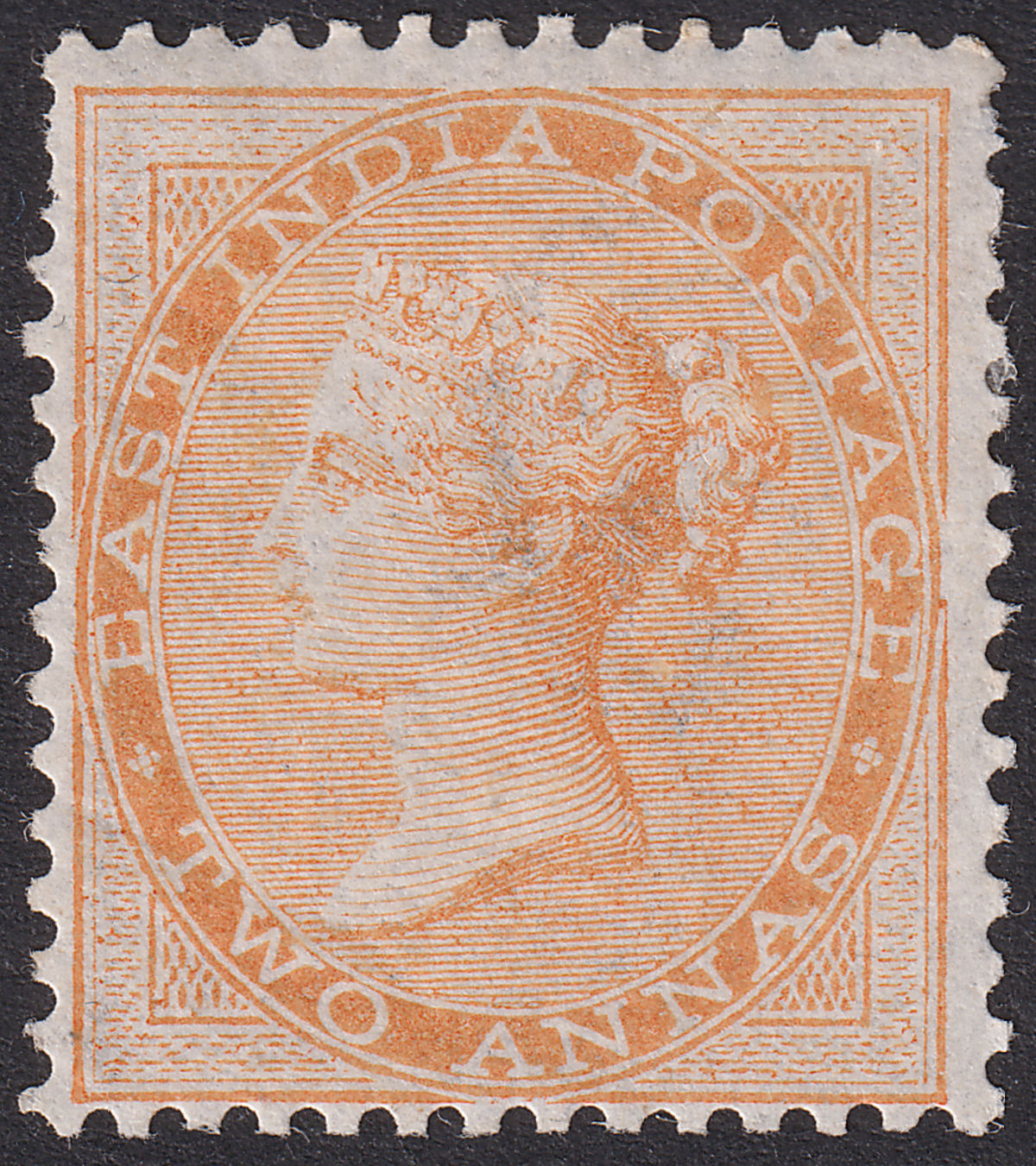 India 1865 QV wmk Elephant Head 2a Orange Mint SG62 cat £150 perf faults