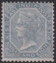 India 1867 QV 6a8p Slate Unused SG72 cat £120 as mint