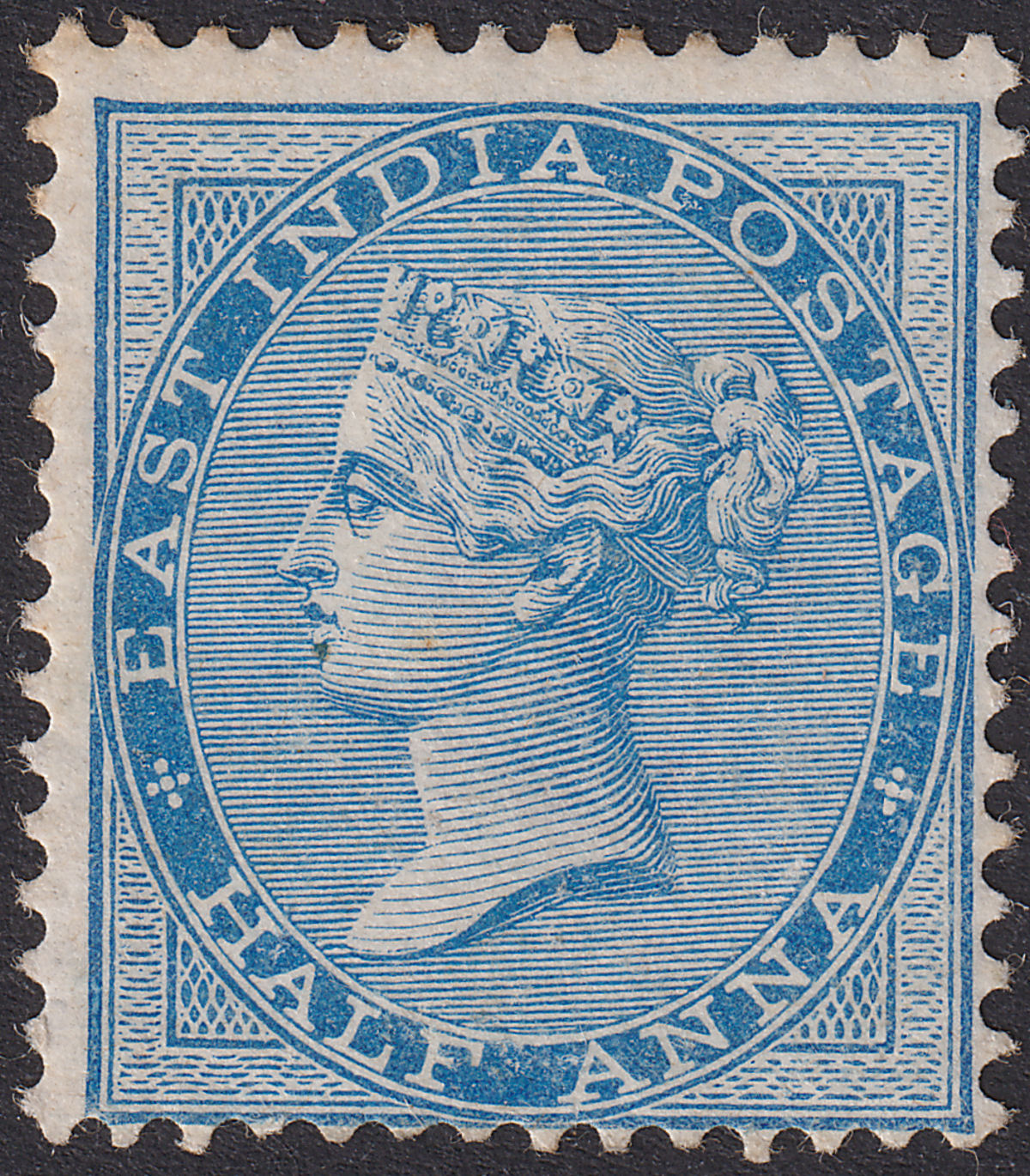India 1873 QV ½a Deep Blue Die II Mint SG75 cat £16