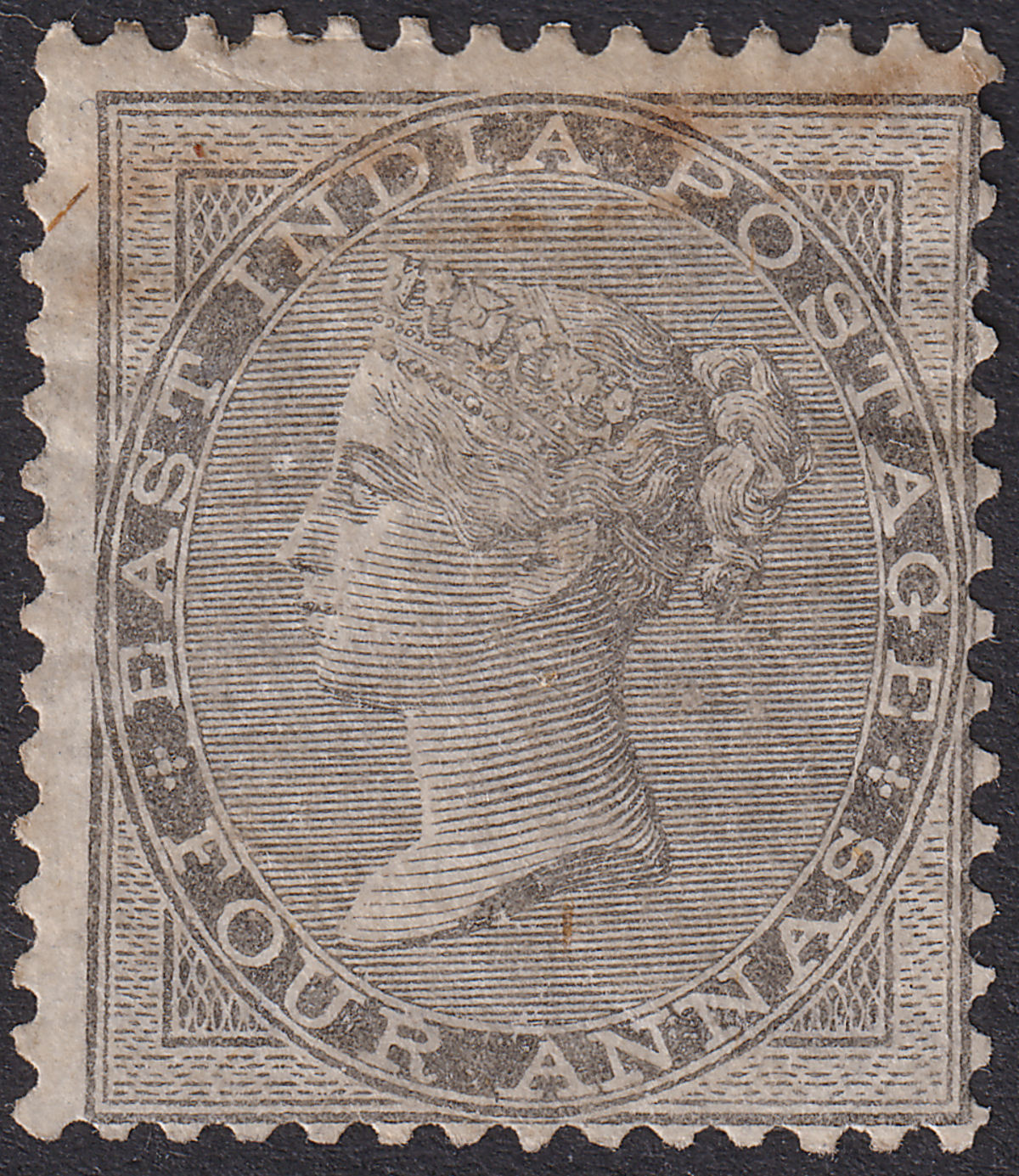 India 1856 Queen Victoria 4a Grey-Black Mint SG46 cat £1000 creases + marks