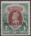 Indian States Nabha 1938 KGVI State Overprint 15r Brown + Green Mint SG93 c£375