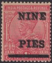 India 1921 KGV 9p on 1a Surcharge Double Mint SG192c cat £300 toned gum
