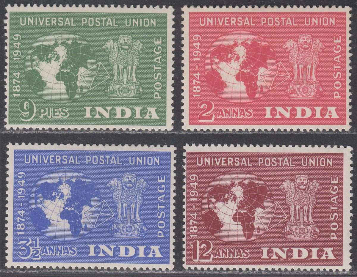 India 1949 75th Anniversary of UPU Set Mint SG325-328 cat £28