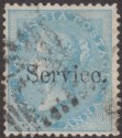 Click for more photos and details India 1866 QV Official Overprint Unwatermarked ½a Pale Blue Used SG O2 cat £300