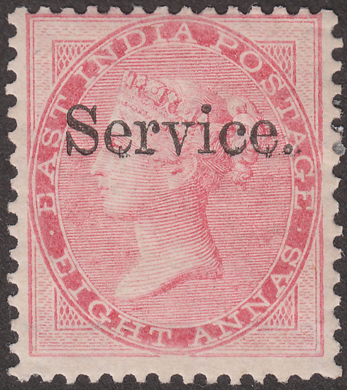 India 1866 QV Official Service Overprint unwmked 8a Carmine Mint SG O5 cat £55