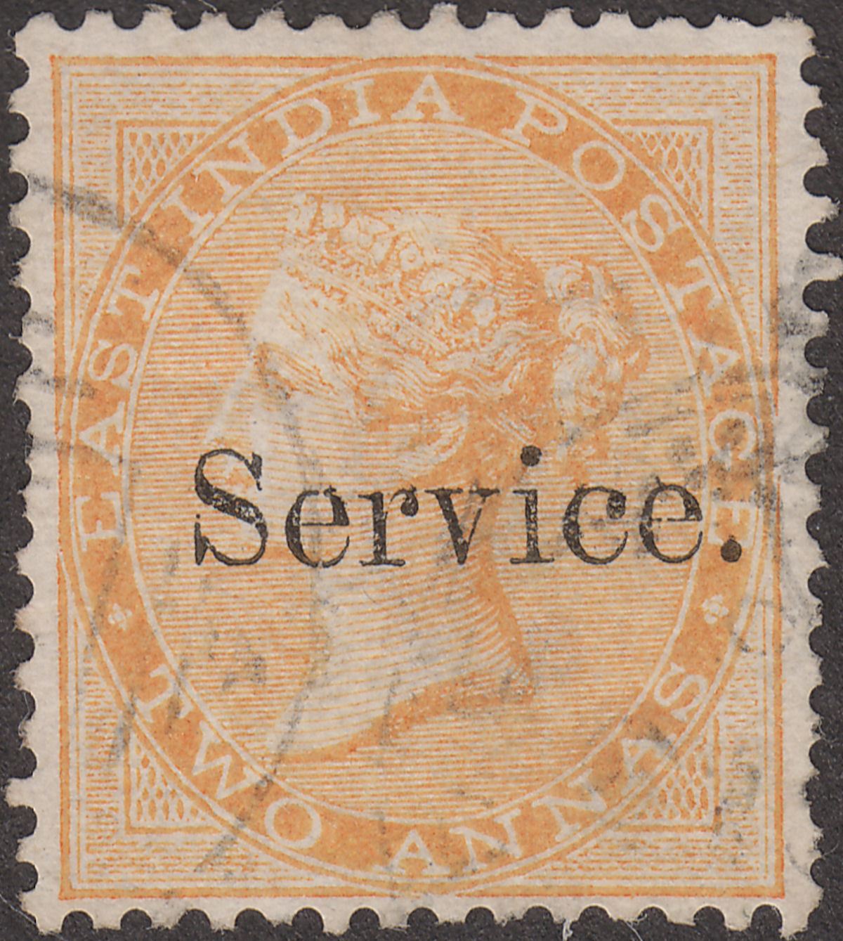 India 1866 QV Official Service Overprint 2a Yellow Used SG O12 cat £180