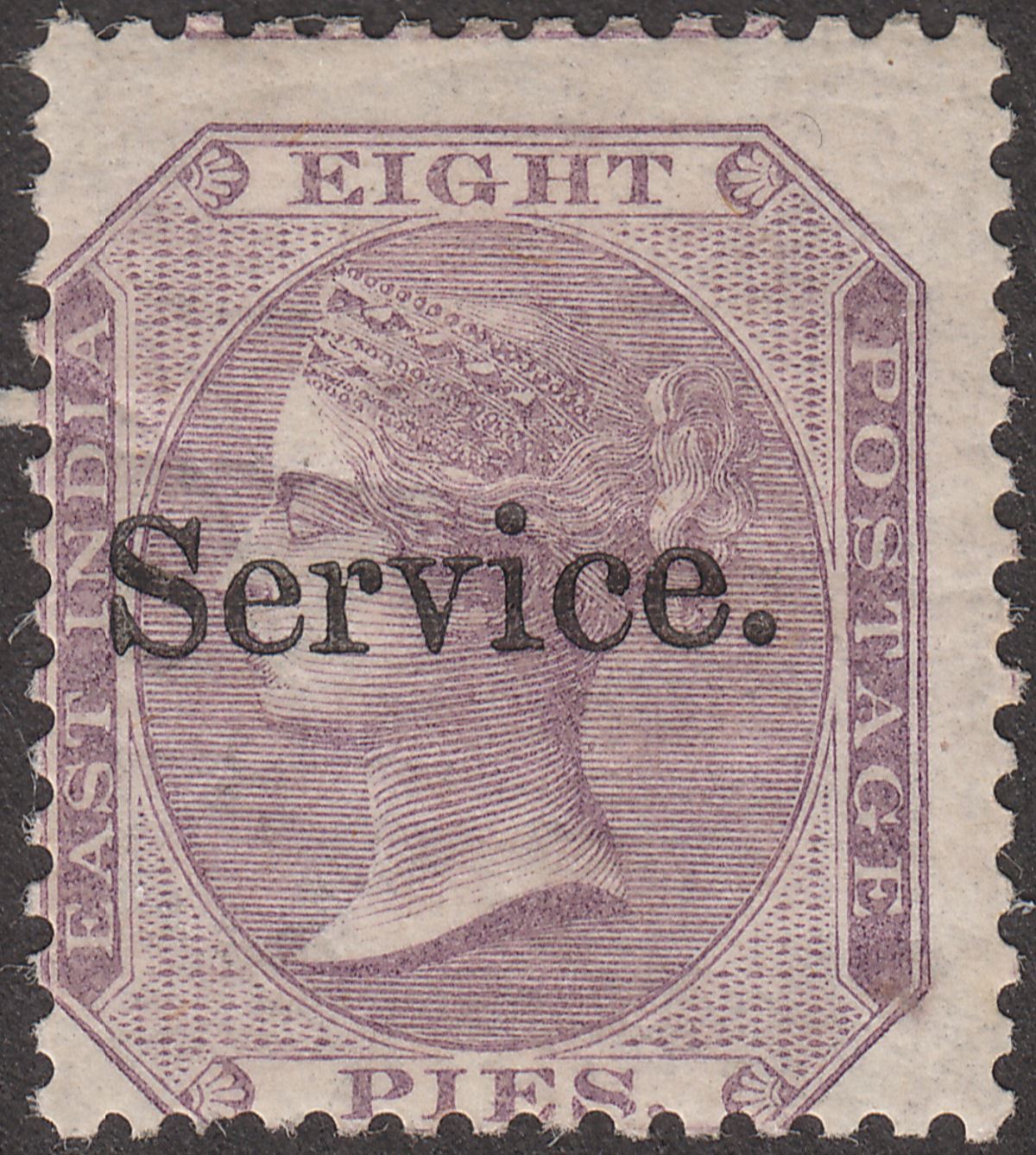 India 1872 QV Official Service Overprint 8p Purple Mint SG O8 cat £60
