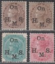 Click for more photos and details India 1874 QV Official Overprint Selection to 8a Mostly Mint