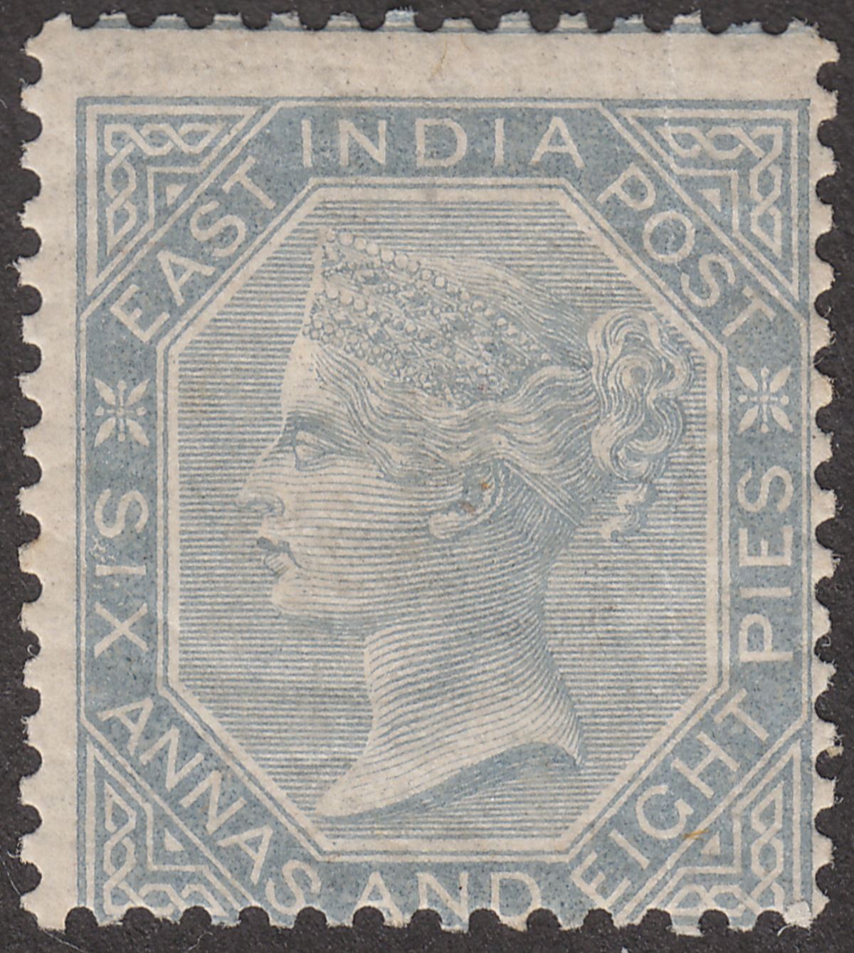 India 1867 QV 6a8p Slate Mint SG72 cat £110