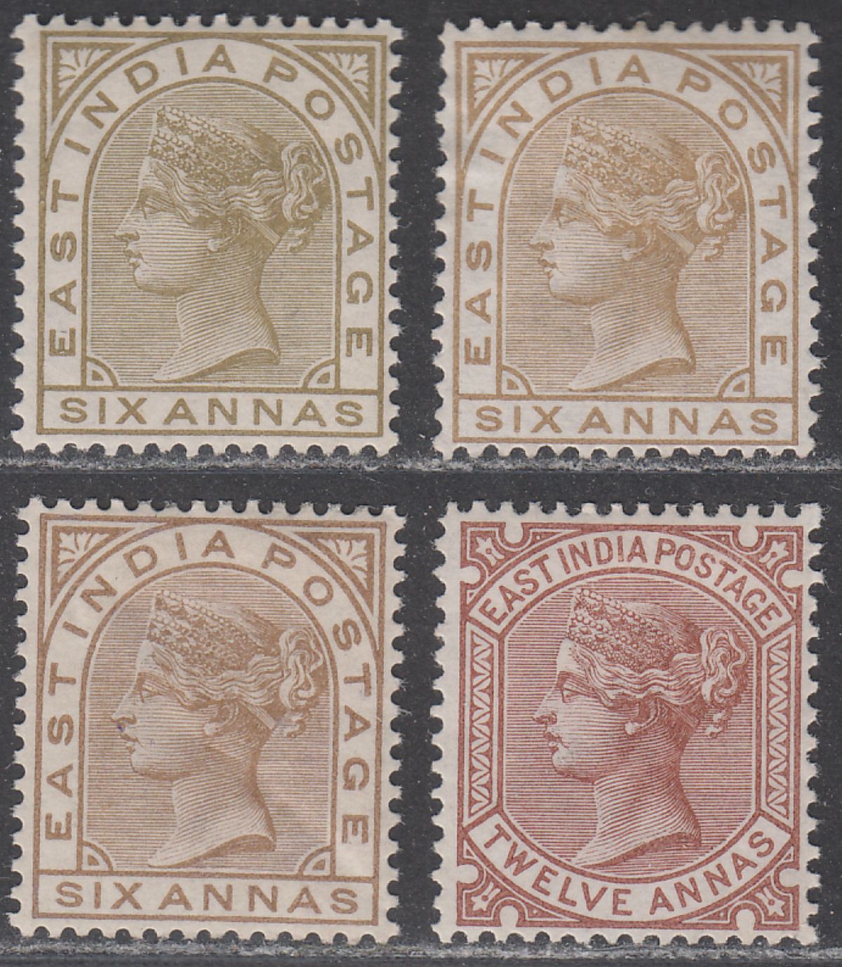 India 1876 Queen Victoria 6a Shades, 12a Mint / Unused SG80-82