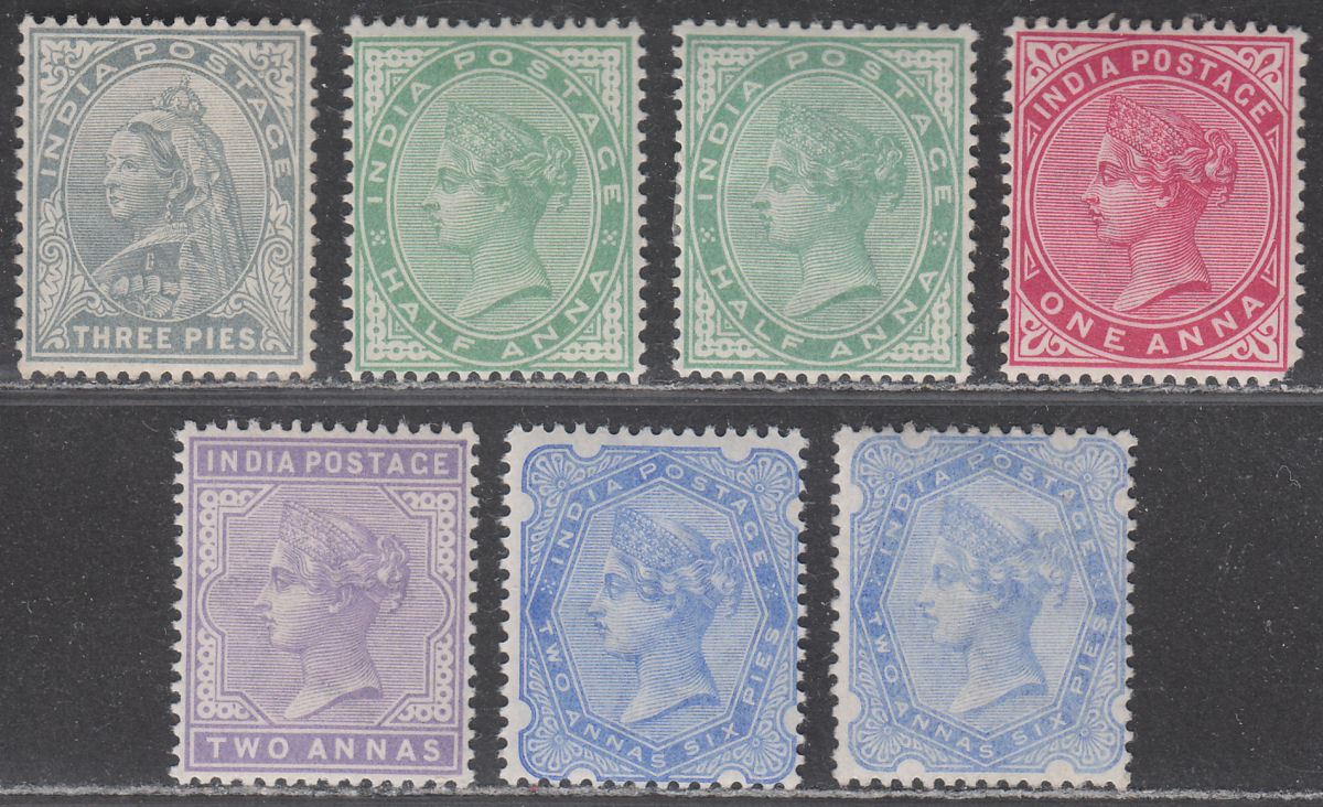 India 1900-02 Queen Victoria Set Mint SG112-118 cat £28