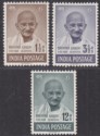 Click for more photos and details India 1948 First Anniv Independence Gandhi Set to 12a Mint SG305-307 cat £50