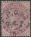 Click for more photos and details India 1900 QV China Expeditionary Force CEF Opt 1a Used with FPO Postmark Tongku