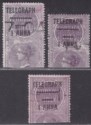 Click for more photos and details India 1904 QV Telegraph Stamp 1a Surch 4r Used Half Selection SG T66
