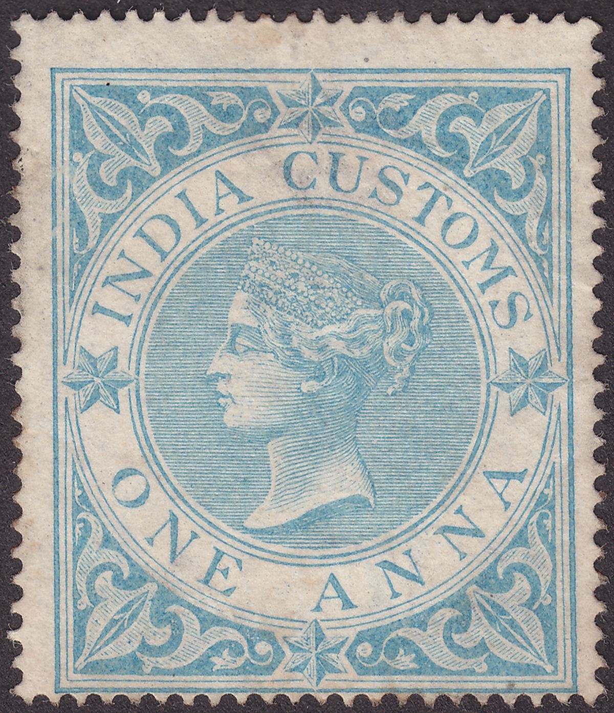 India 1865 Queen Victoria Revenue Customs 1a Blue Mint BF1