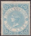 Click for more photos and details India 1865 Queen Victoria Revenue Customs 1a Blue Mint BF1
