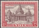 Click for more photos and details India 1949 Archaeology Satrunjaya Temple 15r Brn + Claret UM Mint SG324 c£26 MNH