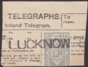 Click for more photos and details India 1890 QV? Telegraph Stamp 1r Grey Half Used on Lucknow Piece SG T46