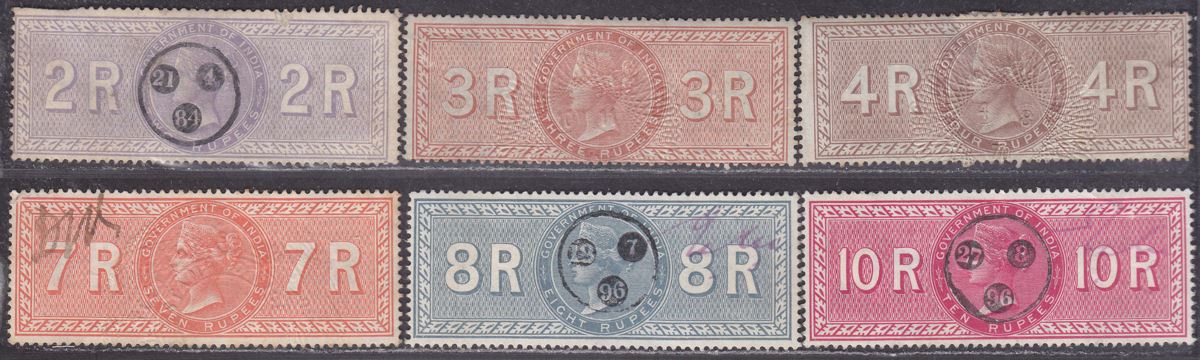 India 1868 QV Revenue Special Adhesives Selection to 10r Used