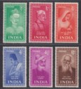 Click for more photos and details India 1952 Indian Saints and Poets Set Mint SG337-342 cat £45