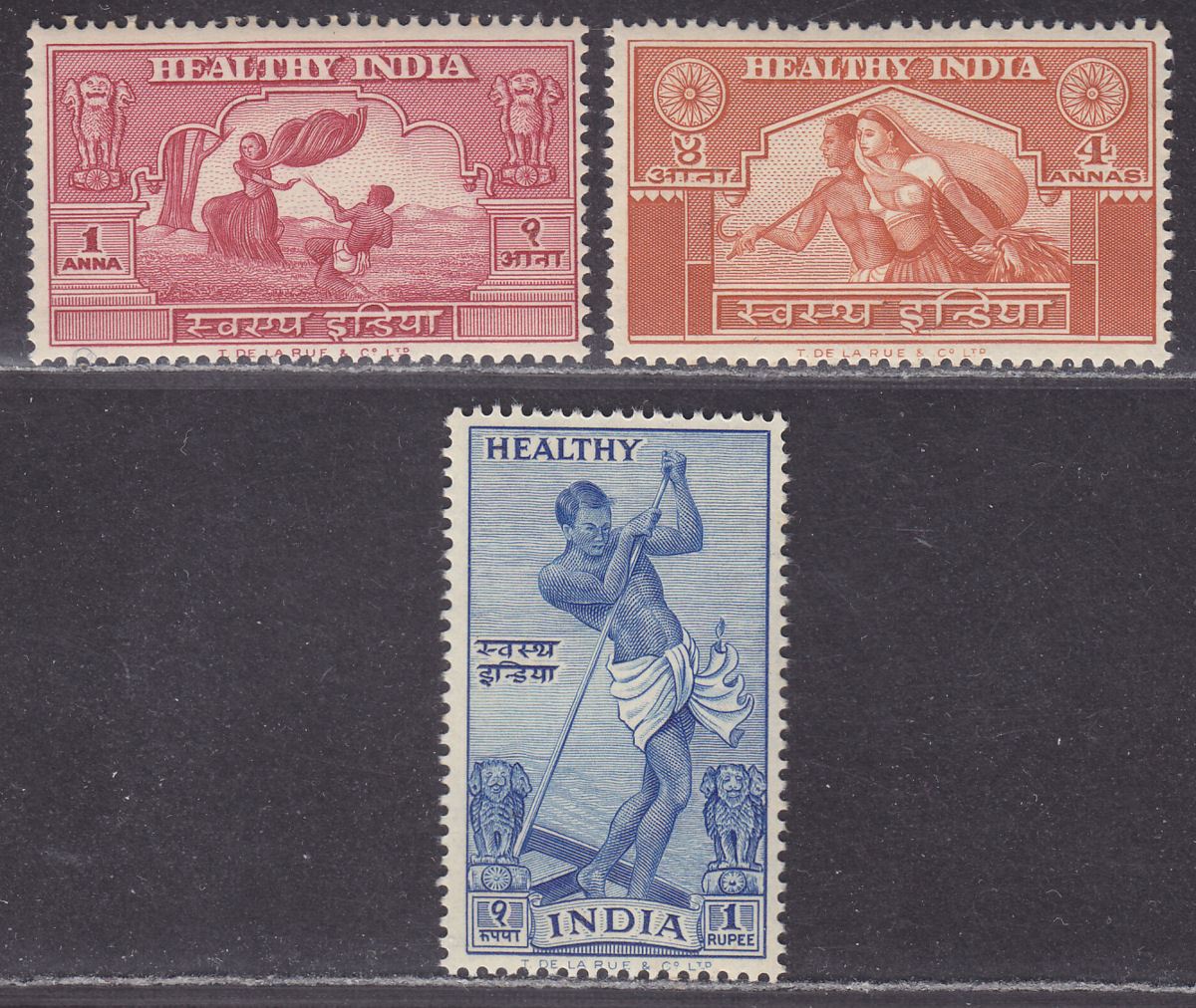 India 1952 Healthy India Charity Stamp Set Mint