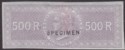 Click for more photos and details India 1866 QV Revenue Special Adhesive SPECIMEN Unissued 500r Imperforate