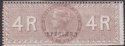 Click for more photos and details India 1868 QV Revenue Special Adhesive SPECIMEN 4r Brown BF34s Samuels type 14