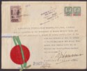 Click for more photos and details India 1932 KGV Revenue Notarial 1½r Surch on 2r F Bill + Johore $2 + $1 Used Doc