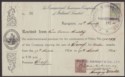 Click for more photos and details India used Burma 1924 KGV Revenue Insurance 8a Used on Rangoon Policy Document