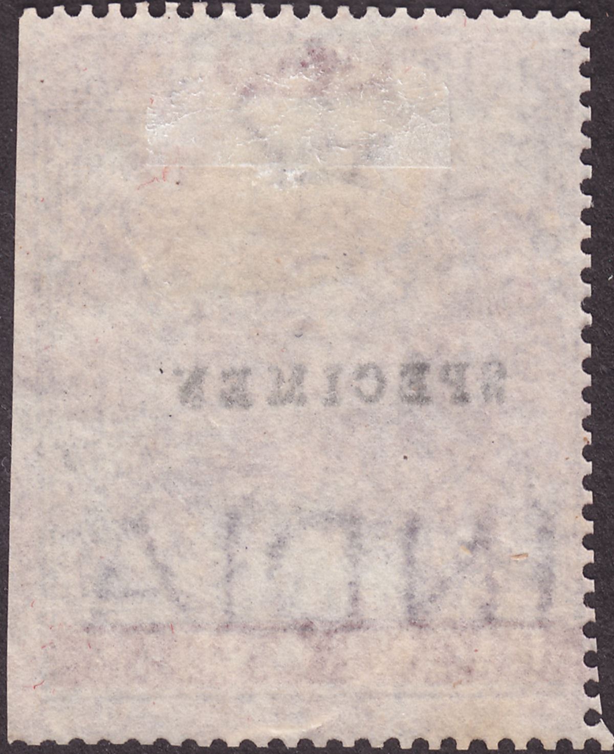 India 1863 QV Revenue Share Transfer Type 10 SPECIMEN Overprint 8a Perf 15½x15