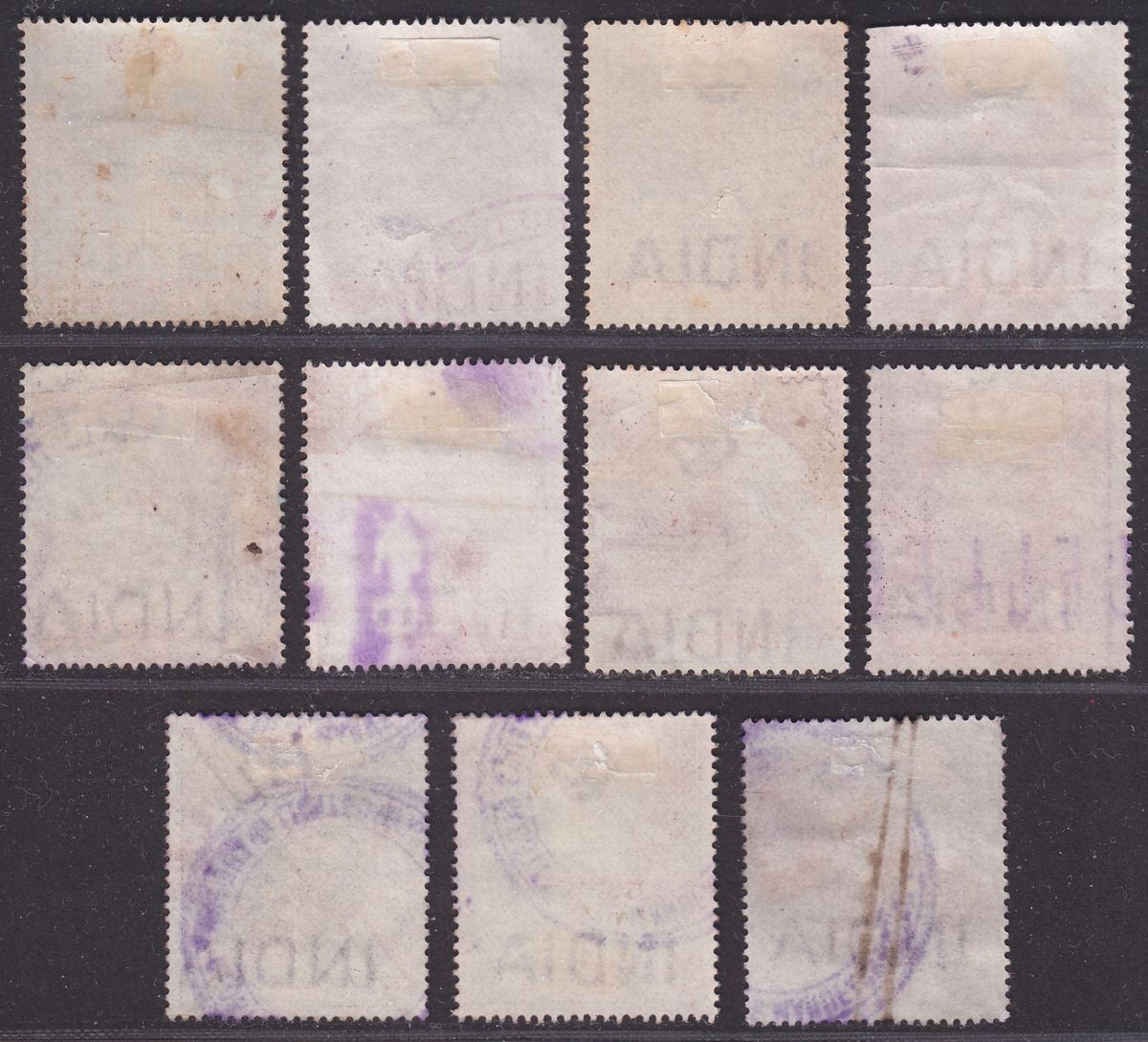 India 1863 QV Revenue Share Transfer 2a to 7r.8a Purple perf 14 Mostly Used