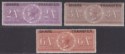 Click for more photos and details India 1892 QV Revenue Share Transfer Overprint 2a, 3a, 6a Mint BF16 BF17 BF18