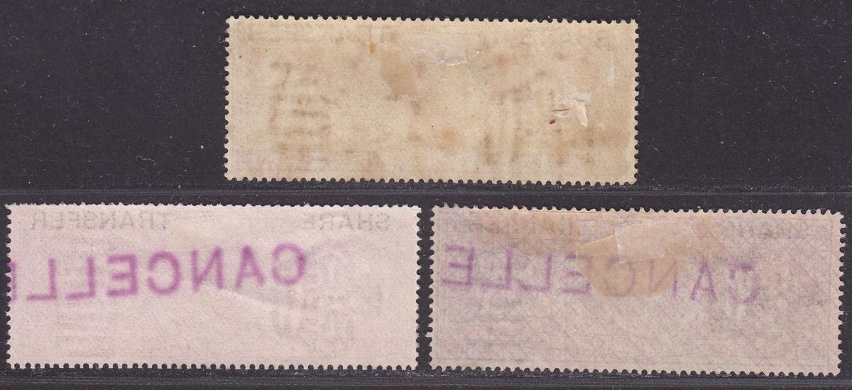 India 1892 QV Revenue Share Transfer Overprint 2a Mint 3a, 6a Used w CANCELLED
