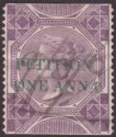 Click for more photos and details India 1867 QV Revenue Petition Overprint Foreign Bill 1a on 4r Purple Used BF3
