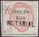 Click for more photos and details India 1879 QV Revenue Notarial Overprint on Foreign Bill 1r Die A Used BF1A