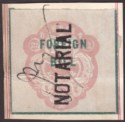 Click for more photos and details India 1879 QV Revenue Notarial Opt Vertical Up on 1r Foreign Bill Used BF1Bvar