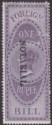 Click for more photos and details India 1879 QV Revenue Notarial Opt 23mm Foreign Bill 1r Bluish Used BF10bB tear