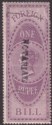 Click for more photos and details India 1879 QV Revenue Notarial Overprint 21mm Down Foreign Bill 1r Used BF10aB