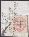 Click for more photos and details India 1879 QV Revenue Notarial Overprint on 1r Embossed Foreign Bill Used BF3