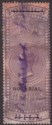 Click for more photos and details India 1879 QV Revenue Notarial Overprint on Foreign Bill 2r Purple Used BF5