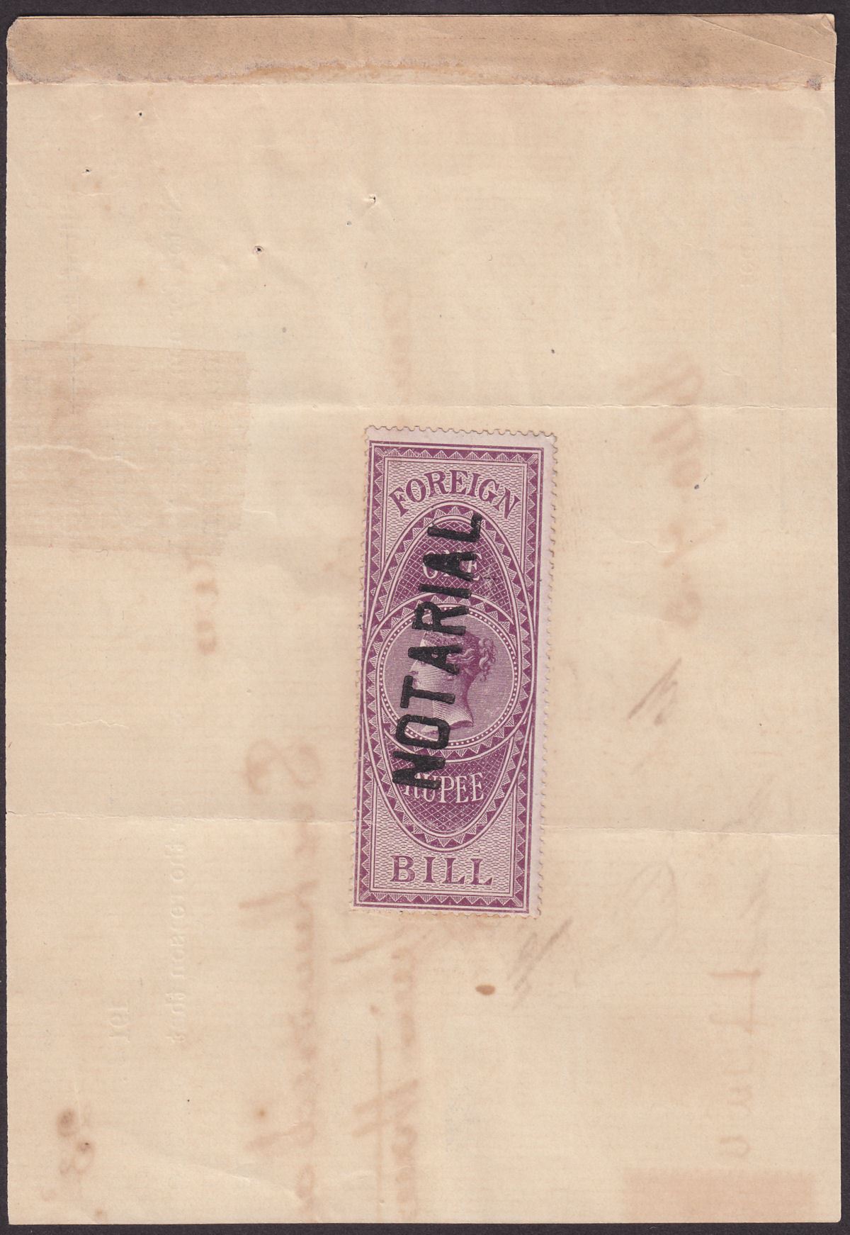 India 1879 QV Revenue Notarial Opt Foreign Bill 1r Used Madras Promissory Note