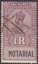 Click for more photos and details India 1925 KGV Revenue Notarial 1r Purple and Black Used BF40