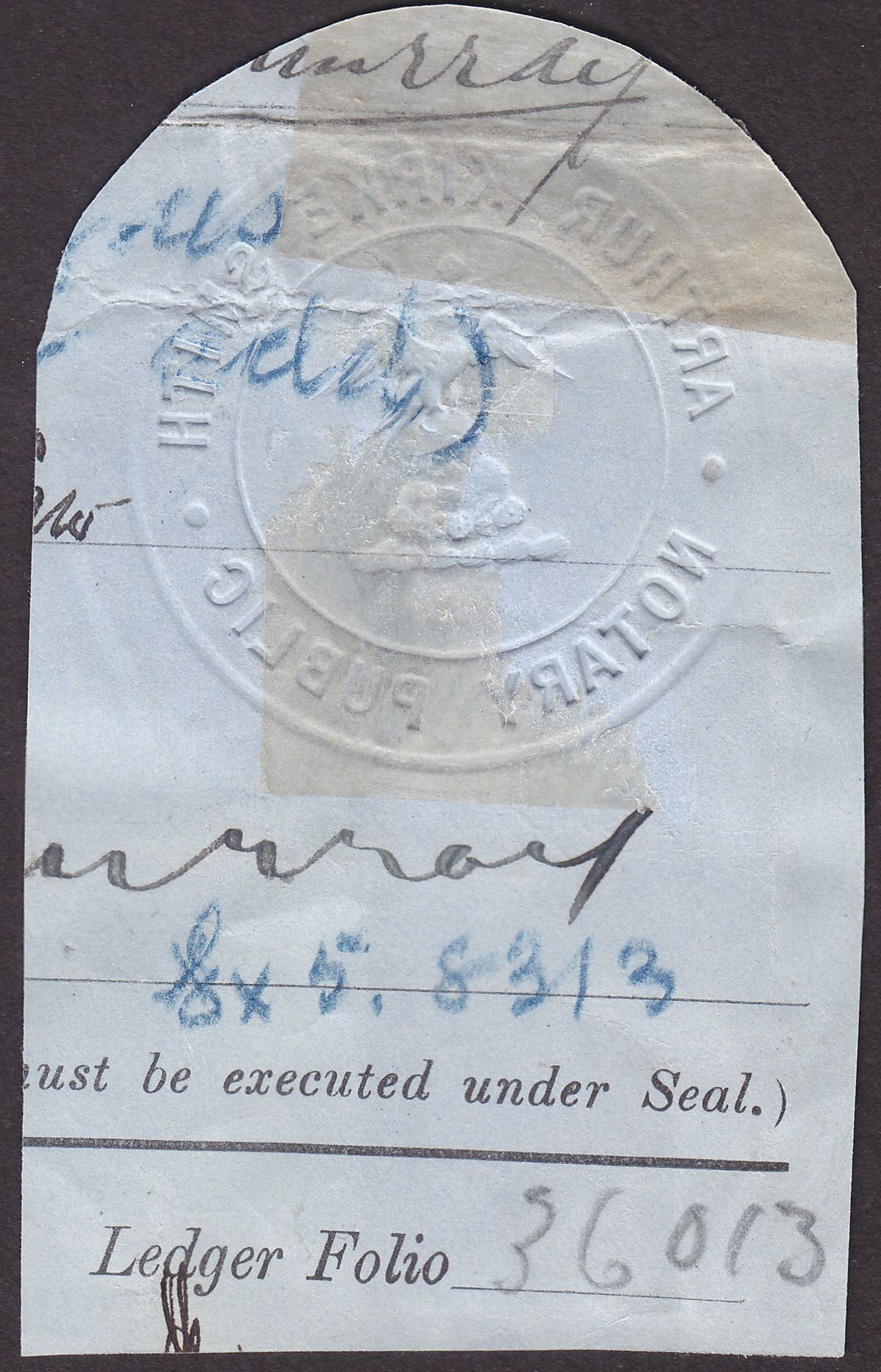 India 1923 KGV Revenue Notarial Overprint on Foreign Bill 2r Used on Piece BF31