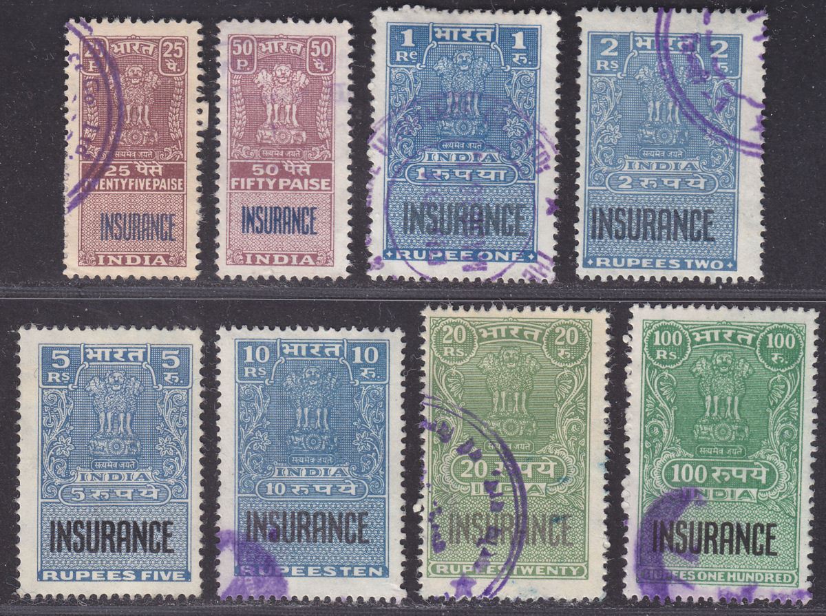 India 1980 Revenue Insurance Selection 25np - 100r Used