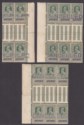 Click for more photos and details India 1923 KGV Revenue Agreement CANCELLED 2a 4a 6a Gutter Blocks - heavy toned