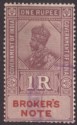 Click for more photos and details India 1926 KGV Revenue Broker