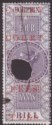 Click for more photos and details India 1870 QV Revenue Court Fees Opt Twice Foreign Bill 4a Purple Used BF59