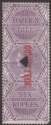 Click for more photos and details India 1870 QV Revenue Court Fees Opt on Foreign Bill 6r on Blued Paper Used BF54