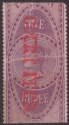 Click for more photos and details India 1870 QV Revenue Court Fees Overprint on Foreign Bill 1r Used BF32